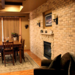 Brick Wall with 2-way Fireplace (Newton Le Stone)